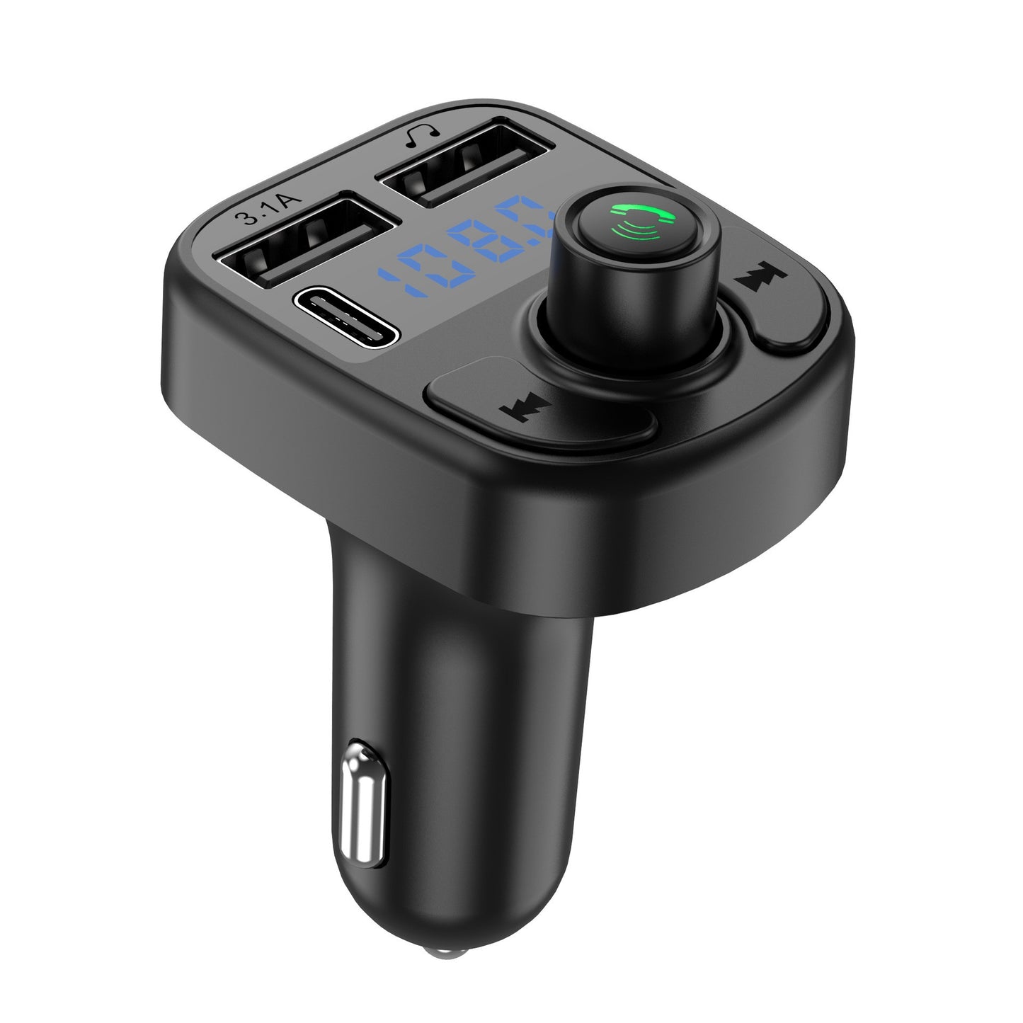 Incarcator Auto cu MP3 Player, Klevo, Bluetooth 5.0, 5V, 2 x USB, Type C, Negru