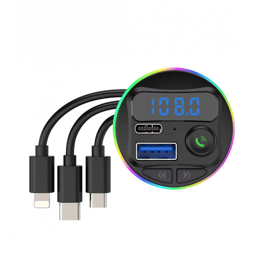 Incarcator Auto cu MP3 Player, Klevo, Port USB Fast Charge QC3.0 si Type C, PD 20W, Bluetooth, 3 Mufe de Incarcare, Negru