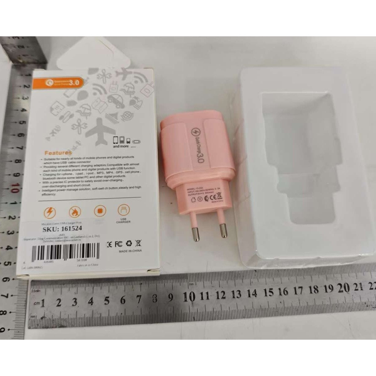 Incarcator Rapid QC3.0, Klevo, 3 Porturi USB, 2.1A, 18W, din ABS, Protectie Supraincalzire, Gama Macarons, Roz