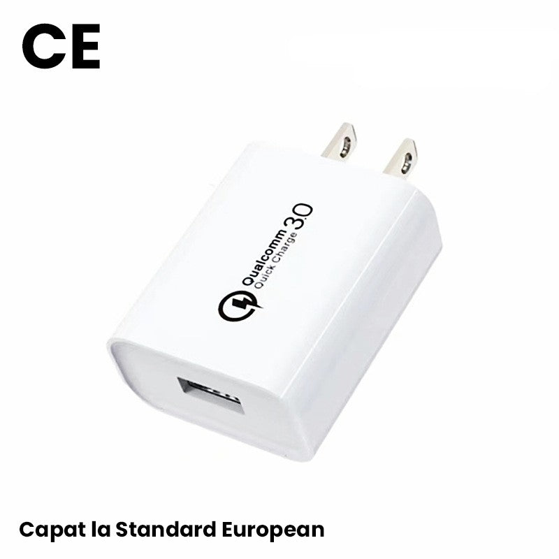 Incarcator Retea Fast Charge 5V3A, Klevo, Capat STANDARD EUROPEAN QC 3.0, 18W, Fara Cablu, Alb