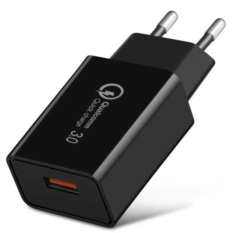 Incarcator Retea Fast Charge 5V3A, Klevo, Capat STANDARD EUROPEAN QC 3.0, 18W, Fara Cablu, Negru