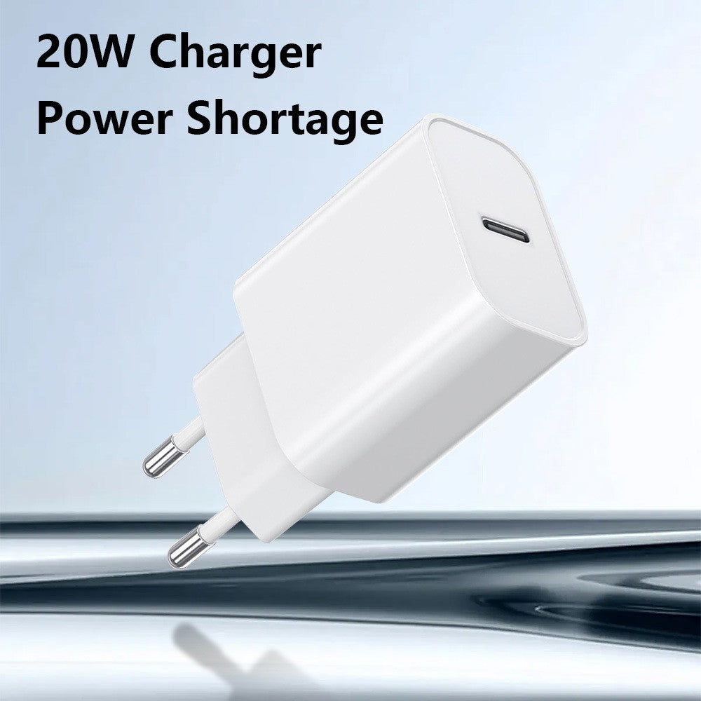 Incarcator Retea Fast Charge, Klevo, Incarcator Standard European Power Delivery 20 W, Compatibil cu iPhone 8-14, Alb