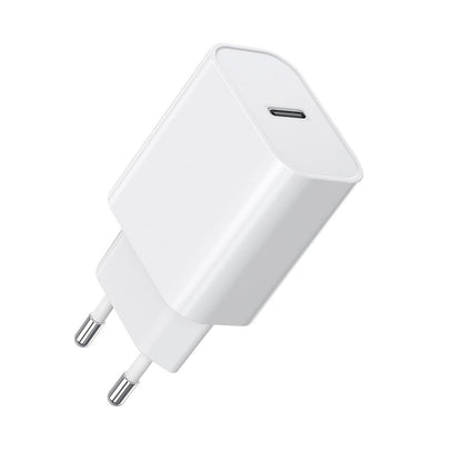 Incarcator Retea Fast Charge, Klevo, Incarcator Standard European Power Delivery 20 W, Compatibil cu iPhone 8-14, Alb