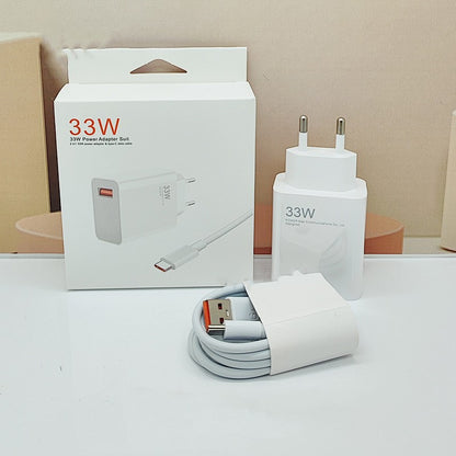Incarcator Retea Super Charge pentru Telefon, Klevo, 33W Standard UE, Port USB-B cu Cablu TYPE-C de 1m Inclus, Alb