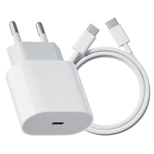 Incarcator Super Fast Charge, Klevo, Incarcator Fast Charge Compatibil Apple, 35 W, USB-C Adaptor, Cablu inclus USB-C, Alb