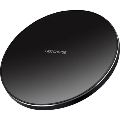 Incarcator Wireless Klevo, Fast Charge, 15W, Ultra Slim, compatibil cu iPhone, cablu inclus, Rotund, Negru