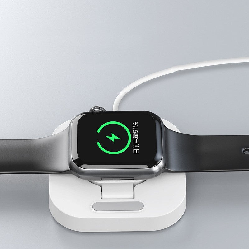Incarcator Wireless pentru Smart iWatch, Klevo, Compatibil cu Apple iWatch 1/9, Magnetic Charger, Interfata TYPE-C, 3W, 7.5 x 7.5 x 1.2 cm, Pliabil, Alb