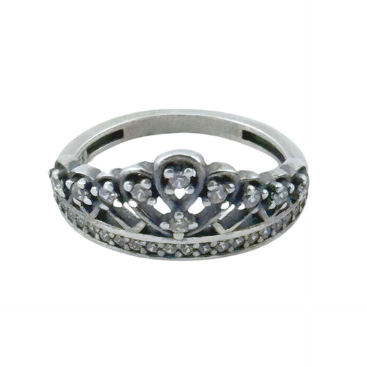 Inel din Argint 925, Jolie Silver, pentru Dama, Model Coroana cu Pietre, Marimea 51, Argintiu