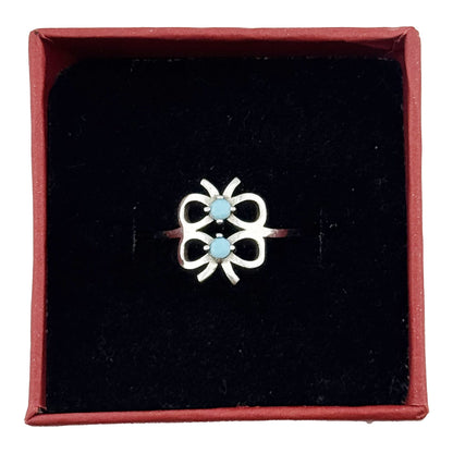Inel pentru Dama, Jolie, Argint 925, Model 2 Fundite cu Piatra Albastra, 1.7g, 1.5 cm x 1.5 cm, Marimea 51, Argintiu