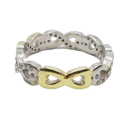 Inel pentru Dama Argint 925, Jolie Silver, Model Infinit, Placat Cu Aur Galben si Minizirconii, 4.9 g, Argintiu/Auriu