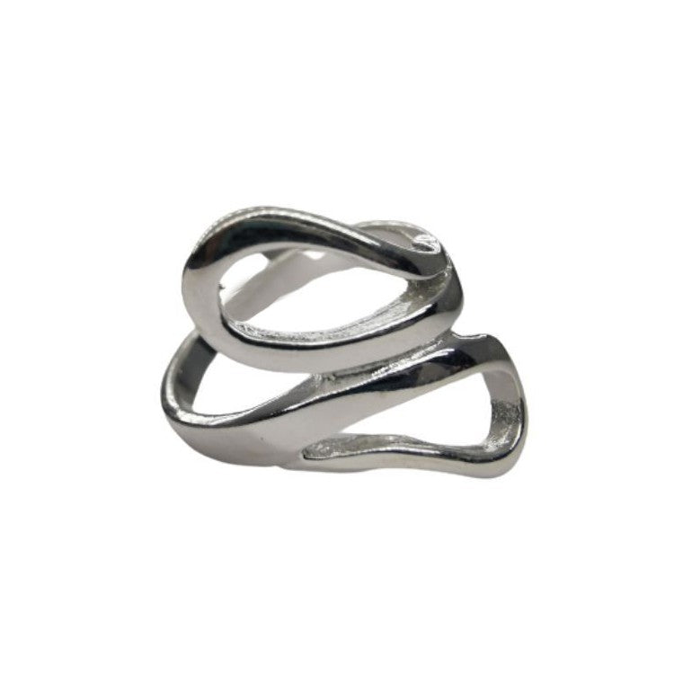 Inel pentru Dama Argint 925, Jolie, Model Sarpe Dublu 5.2 gr, Marimea 59, 2.5 x 2 cm, Argintiu