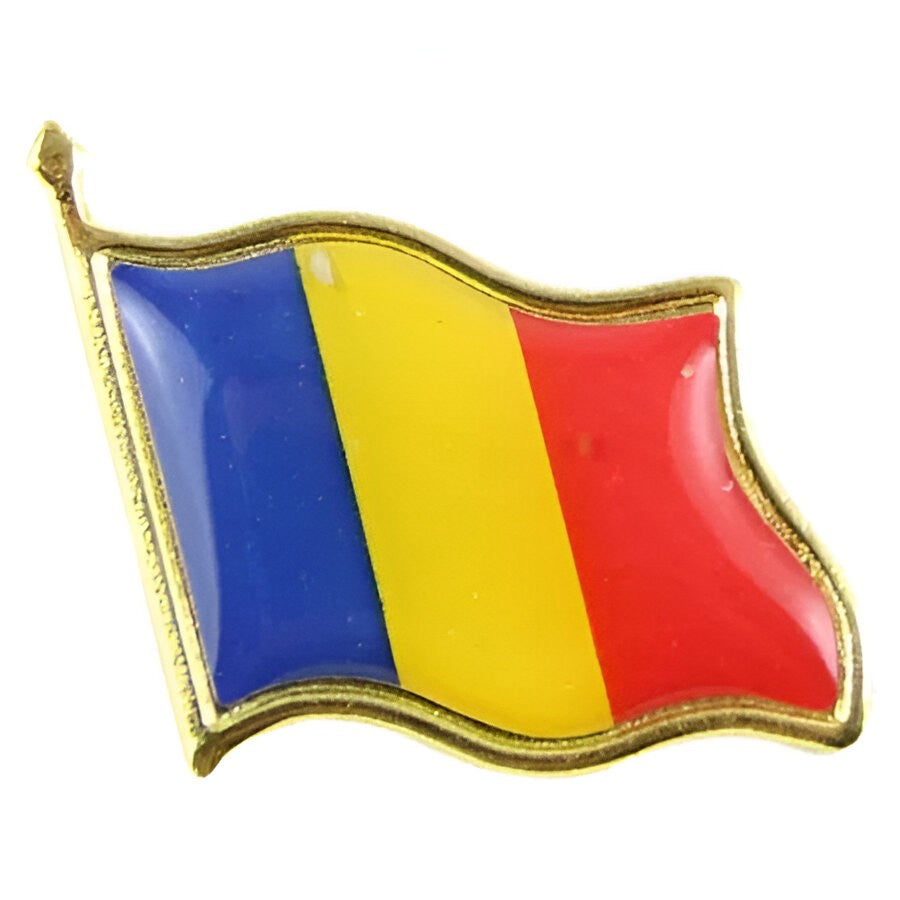 Insigna Steag Tricolor Romania, Klevo, Model Brosa cu Ac de Siguranta, 20x20 mm