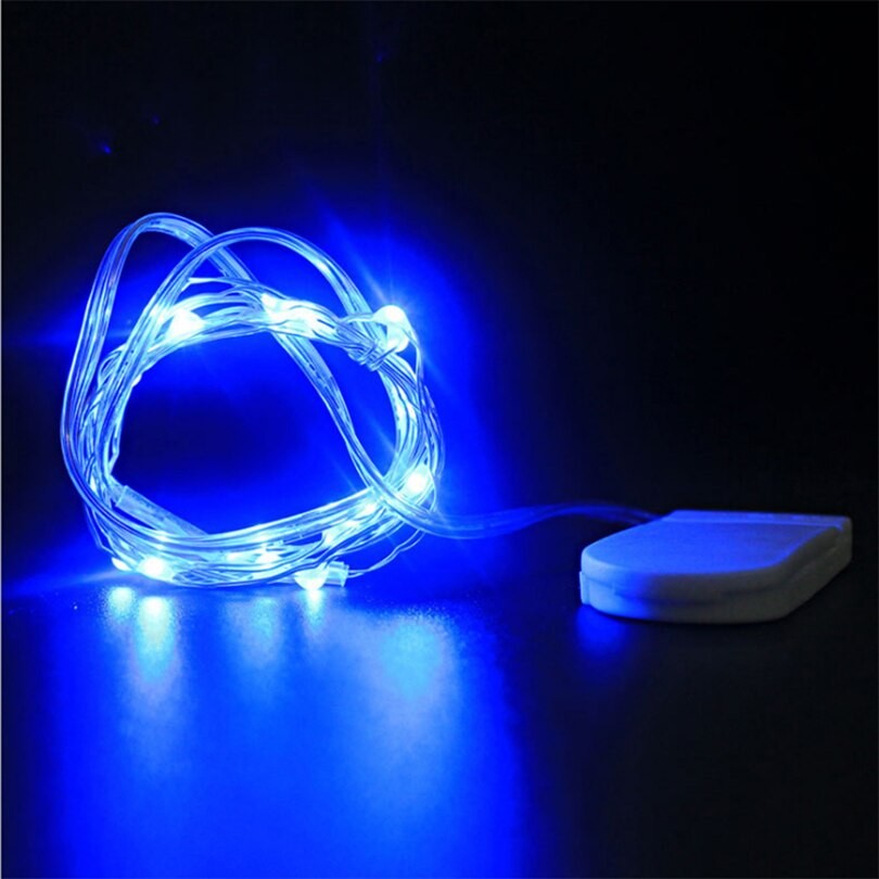 Instalatie Craciun, 1 metru, 10 LED-uri, Albastru, cu baterii, fir cupru, liniar, interior/exterior, Klevo