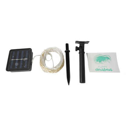 Instalatie Craciun, 10 metri, 100 de LED-uri, alb cald, cu energie solara, fir de cupru, liniar, interior/exterior, Klevo