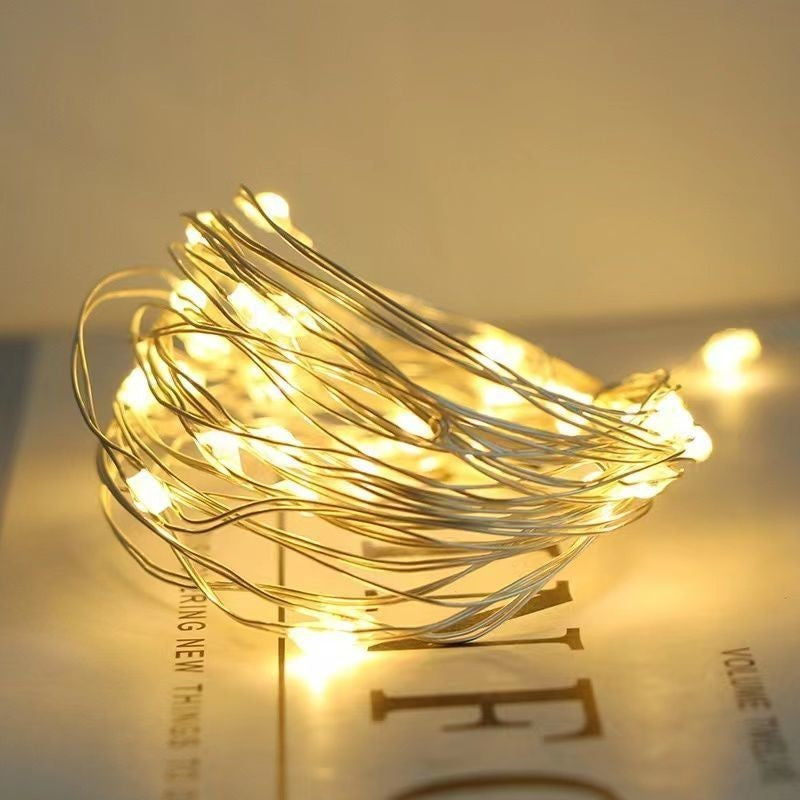 Instalatie de Craciun, Klevo, Decoratiune de Craciun, 100 Beculete LED, cu Baterii si Telecomanda, cu 8 Functii, Lungime 10 m, Alb cald