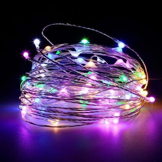 Instalatie de Craciun, Klevo, Decoratiune de Craciun, 100 Beculete LED, cu Baterii si Telecomanda, cu 8 Functii, Lungime 10 m, Multicolor