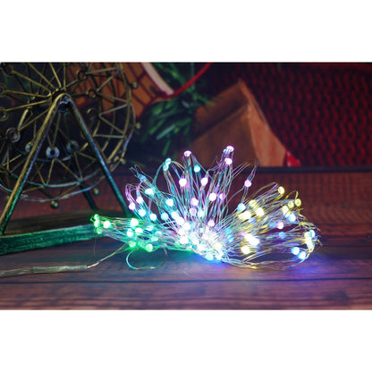 Instalatie Craciun, 10 metri, 100 LED-uri, telecomanda 32 de functii, multicolor RBG, fir cupru, USB, interior, Klevo