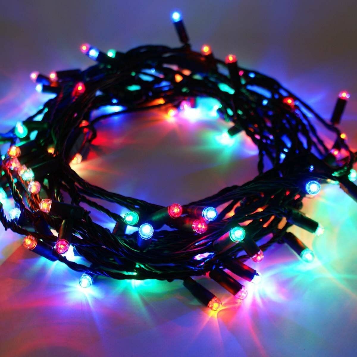 Instalatie Craciun, 115 m, 1150 Led-uri ,Liniara, Multicolor, 8 jocuri de lumini, Transformator, Interconectabila, Prelungitor 5 m inclus, Fir Verde, Klevo