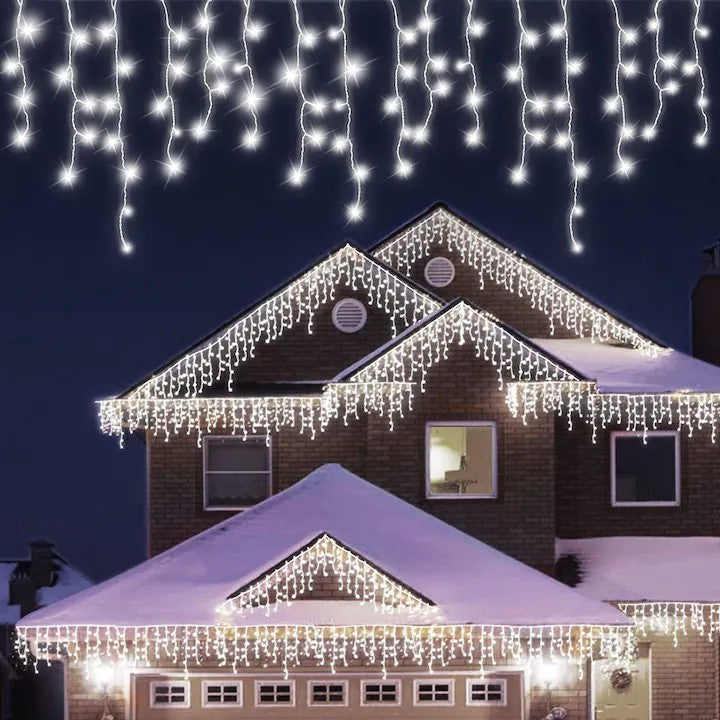 Instalatie Craciun Tip Turturi, 15 m, IP44, 429 Led-uri, Alb rece, 8 jocuri de lumini, Telecomanda inclusa, Interconectabila, Prelungitor 3 m inclus, Fir Cupru, Klevo, Interior/Exterior
