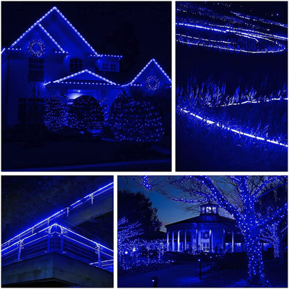 Instalatie Craciun, 2 m, 48 Led-uri, Furtun Luminos, Albastru, Transformator, Sectionabila, 220 V, Klevo