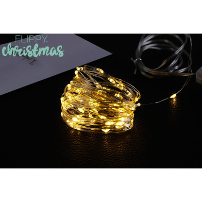 Instalatie Craciun, 2 metri, 20 LED-uri, multicolor, telecomanda 8 functii, USB, fir cupru, liniar, interior/exterior, Klevo