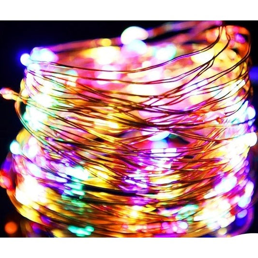 Instalatie Craciun, 2 metri, 20 LED-uri, multicolor, telecomanda 8 functii, USB, fir cupru, liniar, interior/exterior, Klevo