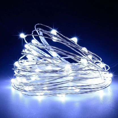 Instalatie de Craciun, Klevo, Decoratiune de Craciun, 200 Beculete LED, cu Baterii si Telecomanda, cu 8 Functii, Lungime 20 m, Alb rece
