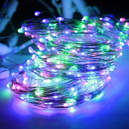 Instalatie Craciun, 20 metri, 200 LED-uri, cu Baterii si Telecomanda cu 8 functii, Multicolor, Klevo