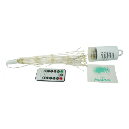 Instalatie Craciun, Klevo, 200 LED-uri, Telecomanda 8 functii, Incarcare Solara, Explozie Fireworks, Fir Cupru, interior/exterior, Alb Cald