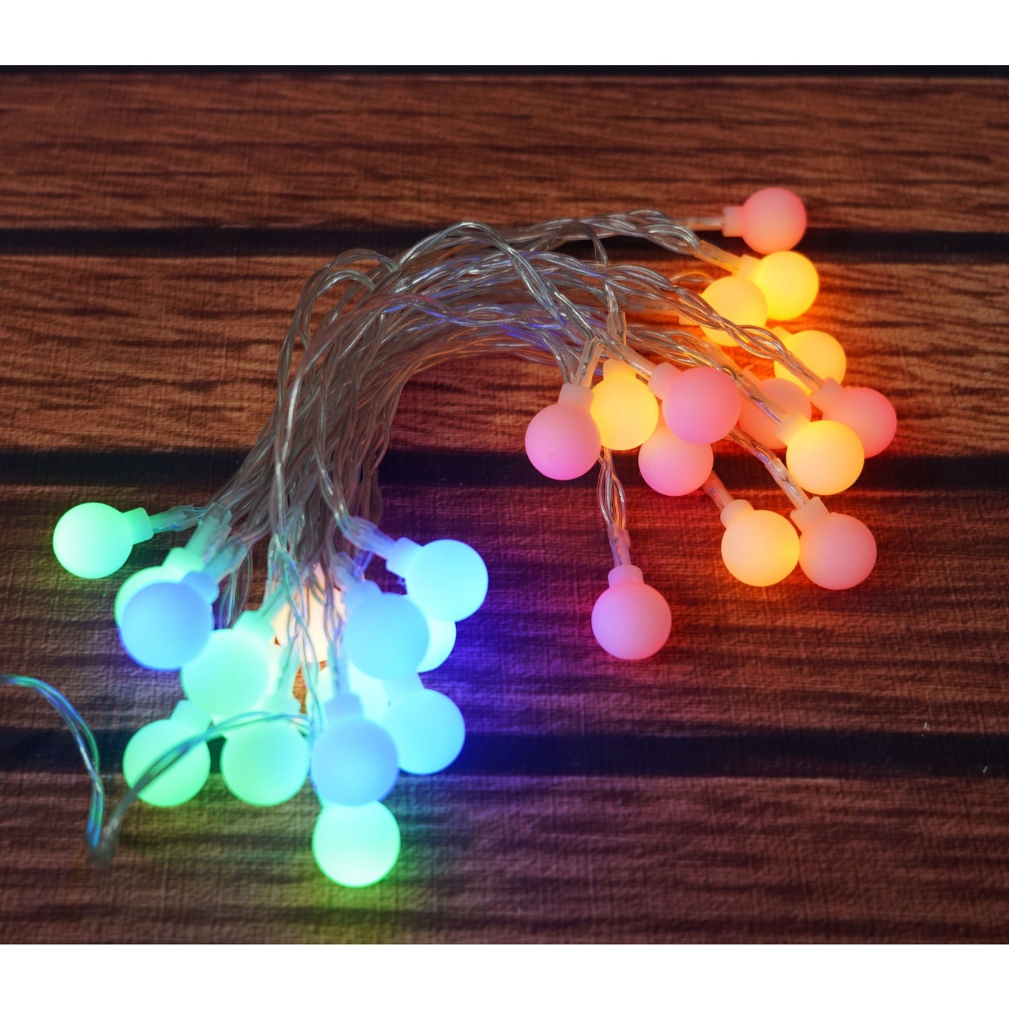 Instalatie Craciun, 3.5 m, 30 de LED-uri, multicolor RGB, model cu bilute, liniara, cu baterie, interior/exterior, Klevo