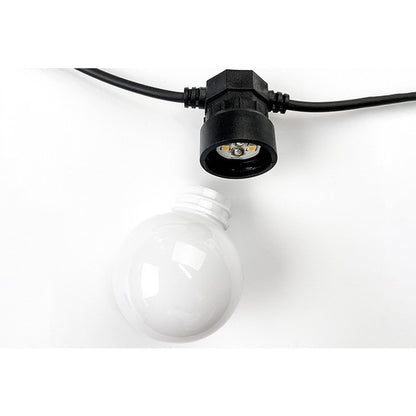 Instalatie Craciun, 5 metri, 15 Becuri LED rotunde, pentru exterior cu incarcare la sursa de curent si telecomanda cu 8 functii, Klevo