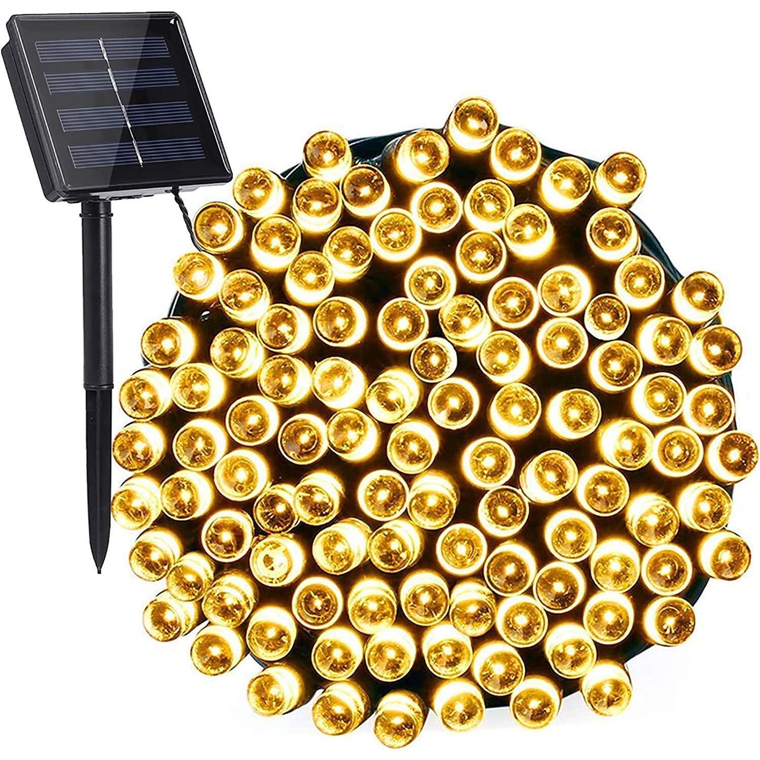Instalatie Craciun, 32 metri, 300 de LED-uri, Alb Cald, cu energie solara, fir de cupru, liniar, interior/exterior, Klevo