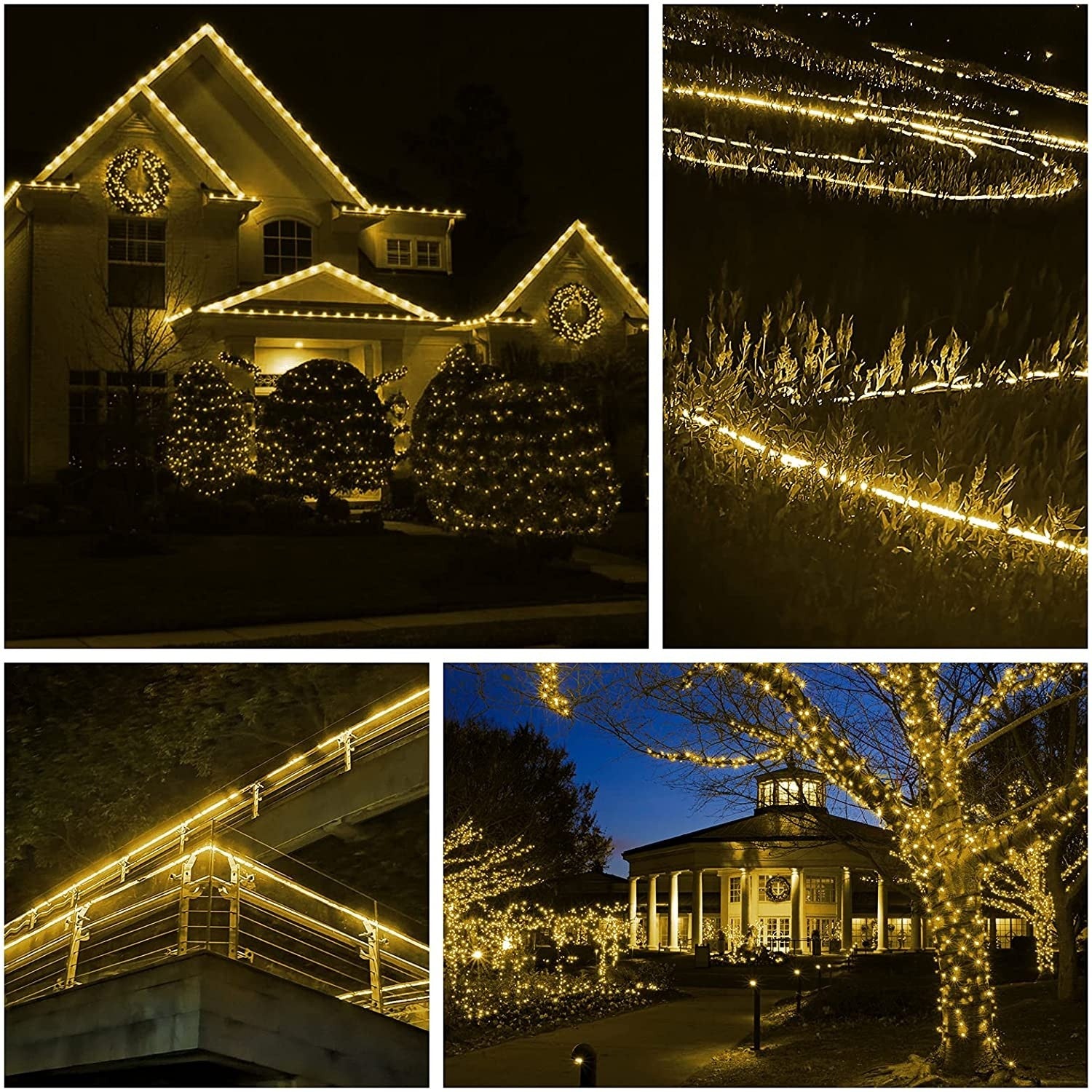 Instalatie Craciun, 34 m, 816 Led-uri ,Furtun Luminos, Alb cald, 8 jocuri de lumini, Transformator, Sectionabila, 220 V, Klevo
