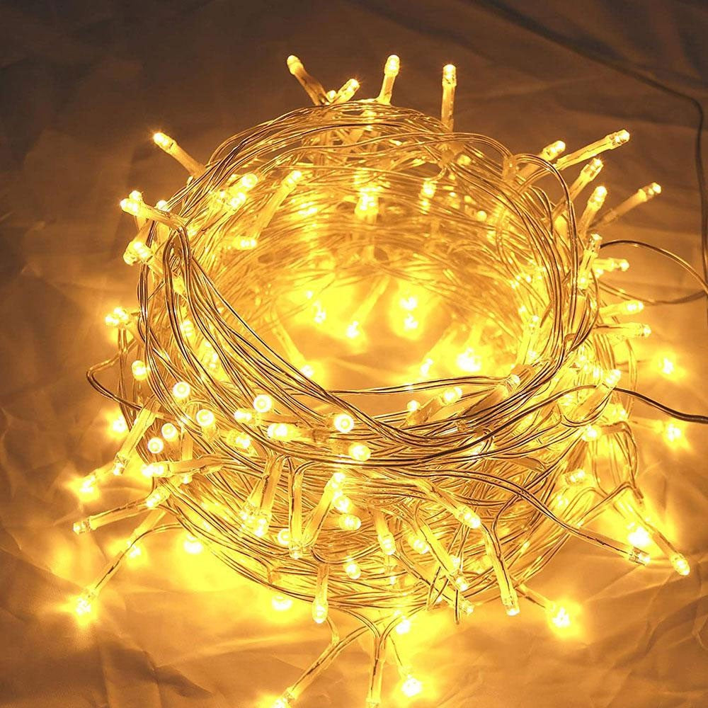 Instalatie Craciun Tip Turturi, IP44, 35 m, 1001 Led-uri, Alb cald, 8 jocuri de lumini, 31 V, Interconectabila, Prelungitor 5 m inclus, Fir Cupru, Klevo, Interior/Exterior