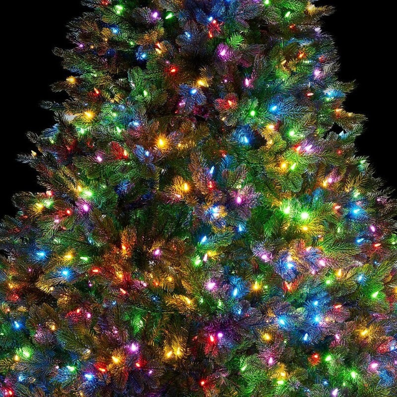 Instalatie Craciun, 5 m, 50 Led-uri ,Liniara, Rosu/Albastru/Rosu/Verde, Flash, Transformator cu telecomanda, Interconectabila, Prelungitor 5 m inclus, Fir Verde, Klevo