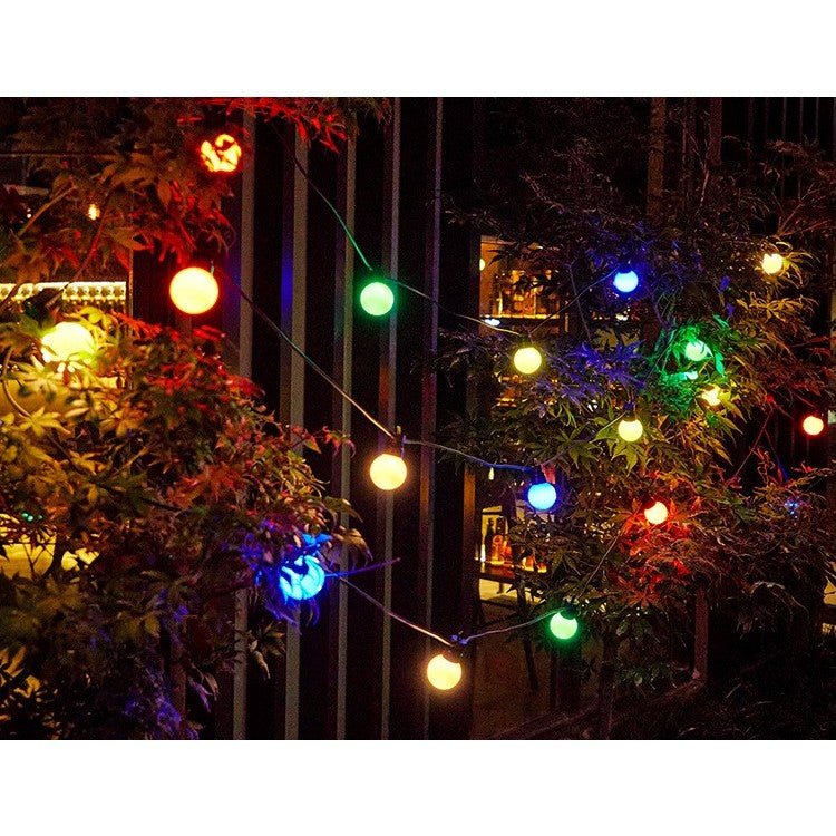 Instalatie Craciun, 5 metri, 10 Becuri LED rotunde, pentru exterior cu incarcare la sursa de curent, Klevo