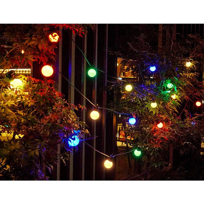 Instalatie Craciun, 5 metri, 10 Becuri LED rotunde, pentru exterior cu incarcare la sursa de curent, Klevo