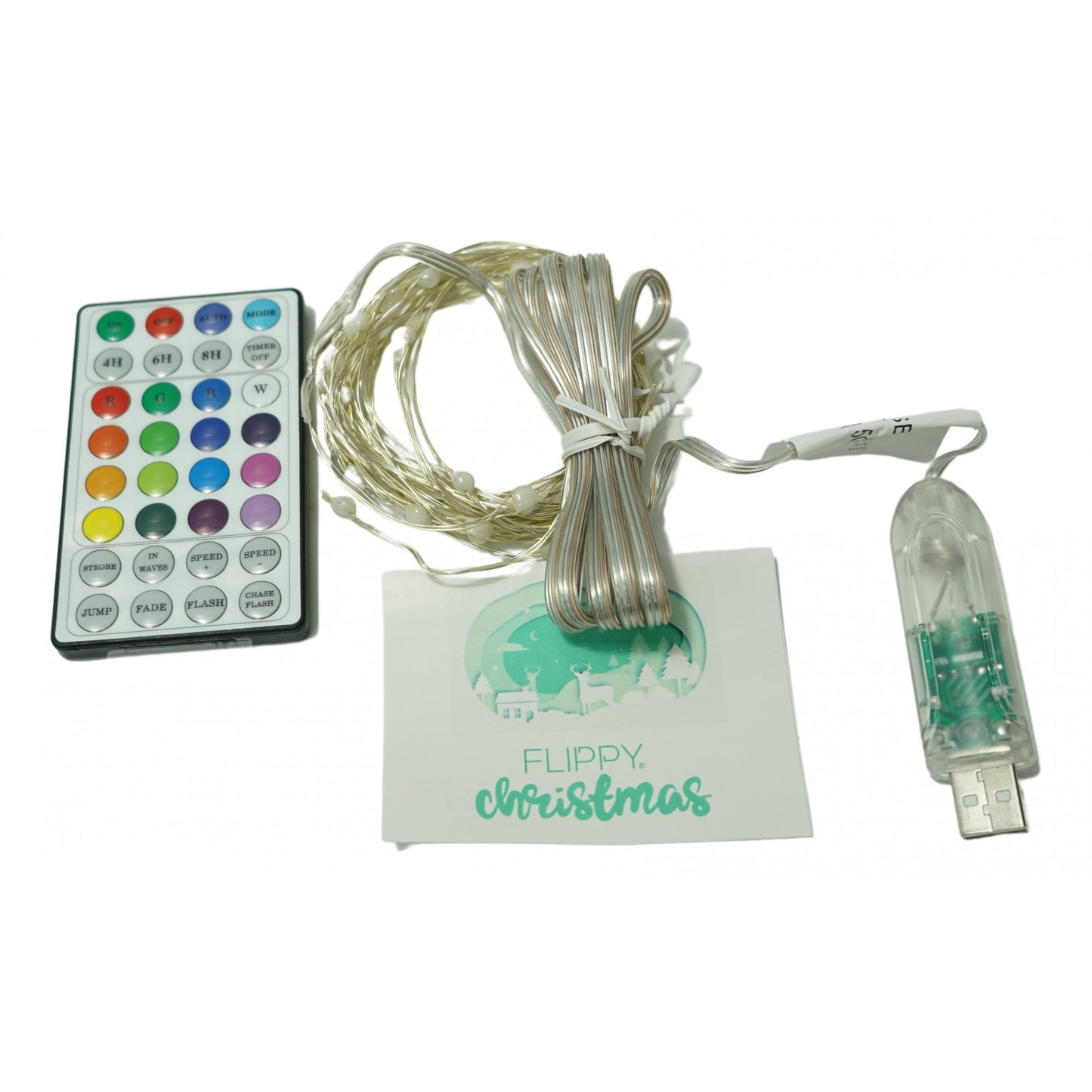 Instalatie Craciun, 5 metri, 50 LED-uri, telecomanda 32 de functii, multicolor RBG, fir cupru, USB, interior, Klevo