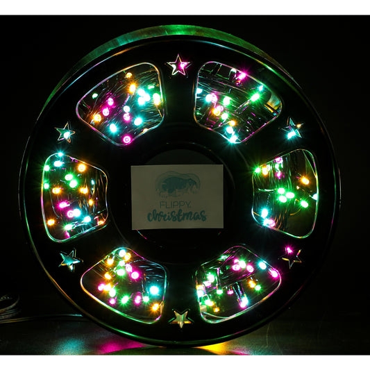 Instalatie Craciun liniara, fir negru, cu transformator, 50m, multicolor, 500 LED-uri, 8 jocuri de lumini, Klevo