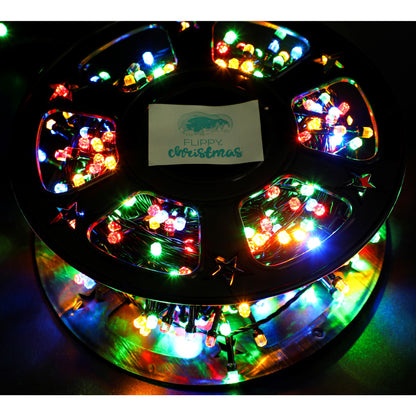 Instalatie Craciun liniara, Klevo, Fir Negru cu Transformator, 50 m, Lumini Multicolore, 500 LED-uri V5, 8 jocuri de lumini