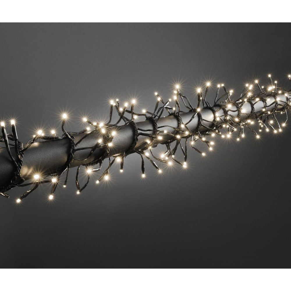 Instalatie Craciun Profesionala de Exterior IP65, 5 m, 50 Led-uri Mari ,Liniara, Alb cald, Interconectabila, Prelungitor 1.5 m inclus, Fir Negru, Klevo