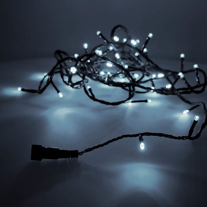 Instalatie Craciun Profesionala de Exterior IP65, 65 m, 650 Led-uri Mari ,Liniara, Alb rece, Interconectabila, Prelungitor 6.5 m inclus, Fir Negru, Klevo