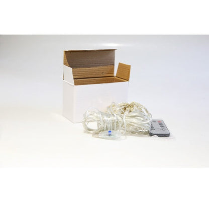 Instalatie Craciun, Tip Perdea IP44, 3m x 1m, 100 Led-uri, Alb cald, USB si telecomanda cu 8 functii, Klevo