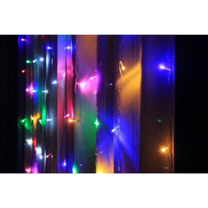 Instalatie Craciun, Tip Perdea IP44, 3m x 1m, 100 Led-uri, Multicolor, USB si telecomanda cu 8 functii, Klevo