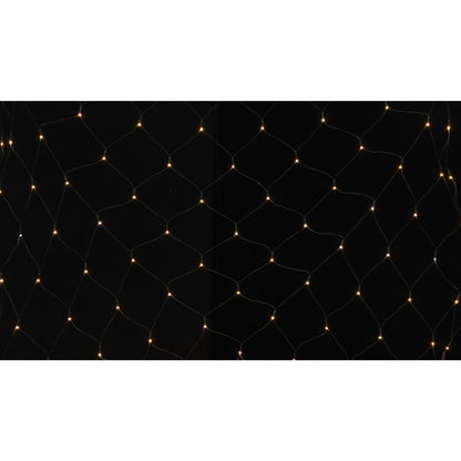 Instalatie Craciun tip plasa, cu transformator 31V, 1.5 m x 1.5 m, Alb Cald, 120 LED-uri V5, 8 jocuri de lumini, fir verde, Klevo