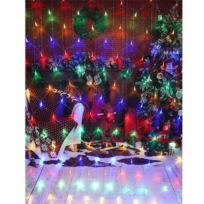 Instalatie Craciun, Tip Plasa, IP 44, 2 x 1 m, 80 LED-uri, Multicolor, 8 jocuri de lumini, Transformator cu telecomanda, Interconectabila, Prelungitor 3 m inclus, Fir transparent, Klevo