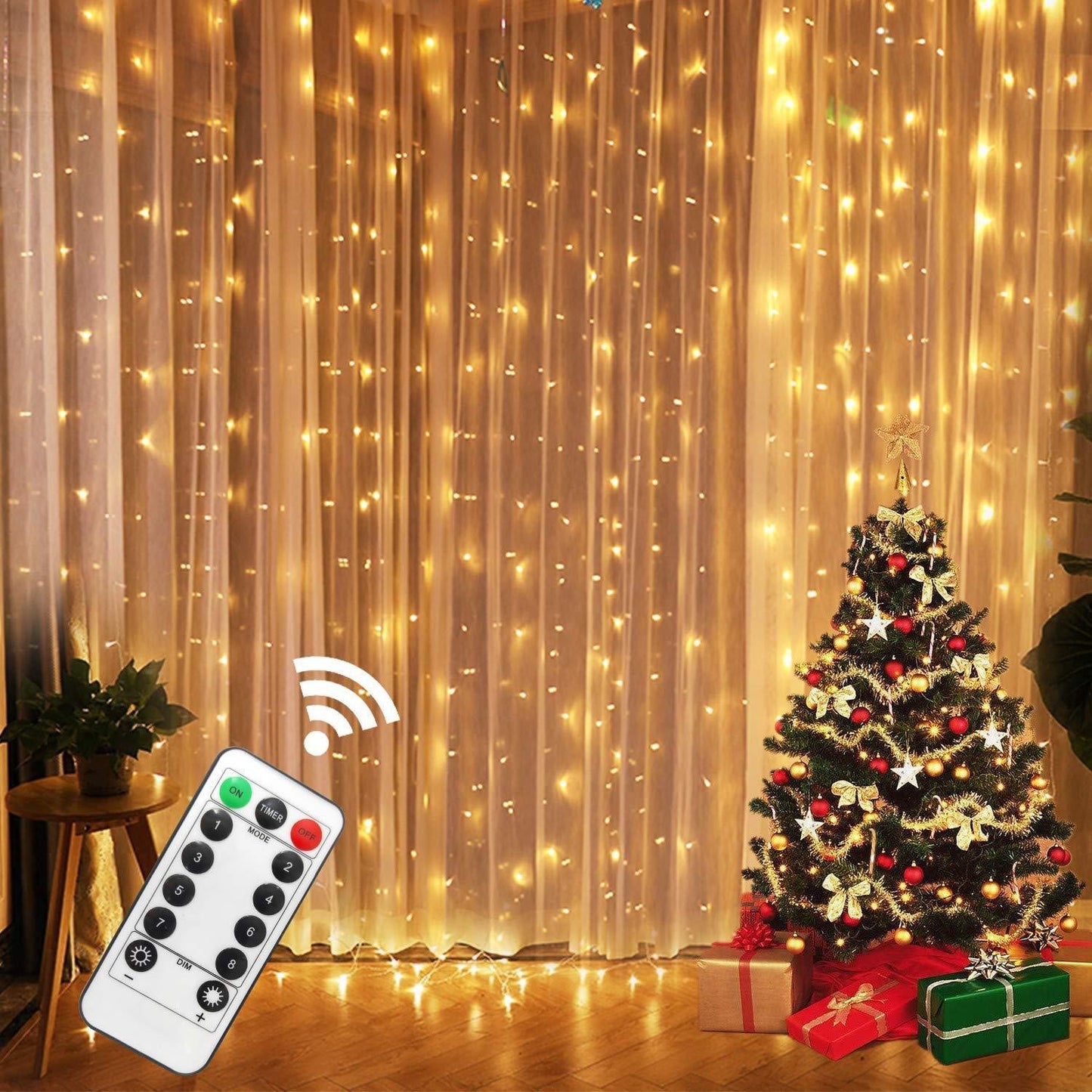 Instalatie de Craciun, Klevo, Instalatie de Tip Perdea IP44, Alimentare prin Port USB si Telecomanda cu 8 functii, 6m x 3m, 600 LED, Alb Rece
