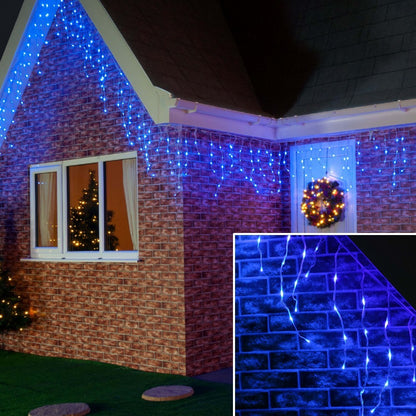Instalatie de Craciun Klevo® Tip Franjuri, 12 m, 300 LED-uri, Interconectabila, Albastru