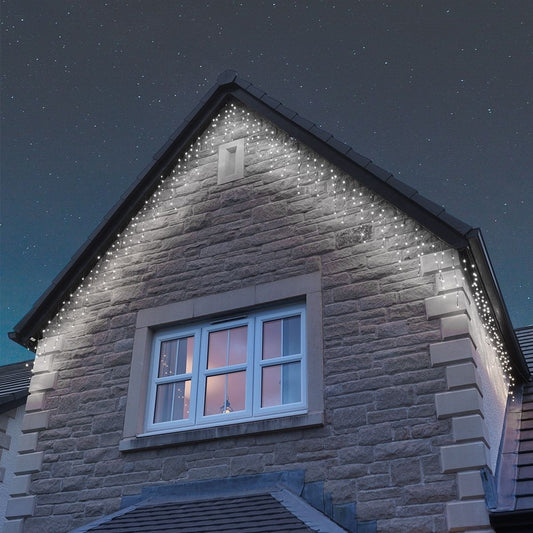 Sectiune Instalatie de Craciun, Klevo®, Tip Turturi, 5 m, 143 LED-uri, cu Flash, Fir Negru, Lumina Alb Rece, IP44, Interconectabila