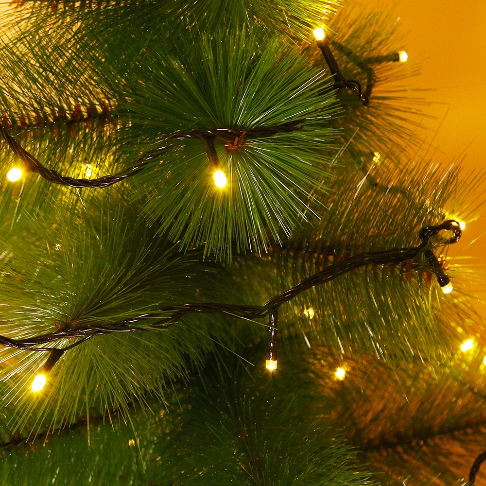 Instalatie de Craciun, Klevo®, Tip Liniara, Fir Negru, 9 m, 100 LED-uri, Interconectabila, Alb Cald